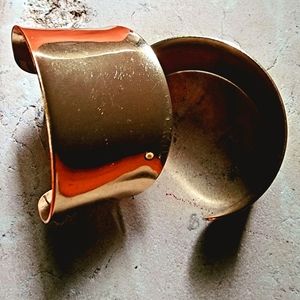 90s wide flat gold earrings, Wide Cuff, Punk Grooved Cuff Bangle Open Cuff